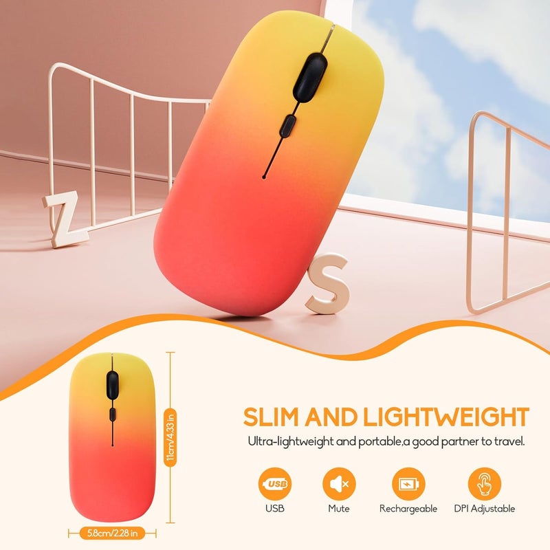 Guiheng 3 Pack Wireless Bluetooth Mouse,LED Dual Mode Rechargeable Silent Slim Laptop Mouse,Portable(BT5.2+USB Receiver) Dual Mode Computer Mice,for Laptop,Desktop Computer,ipad Tablet,Phone,Mac-Rosy glow red - Image 2
